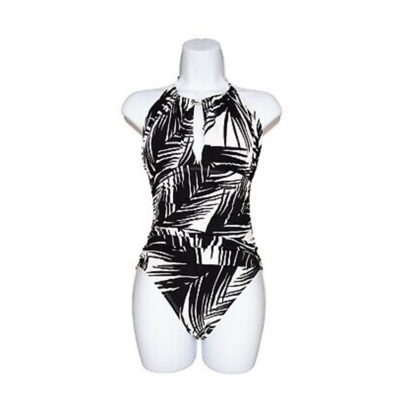 La Blanca Swim La Blanca Key Hole Black White Size 6 Ladies One